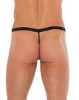 Mens Black GString With Leopard Print Pouch