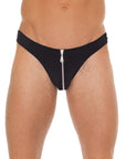 Mens Black GString With Zipper On Pouch