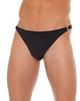 Mens Black GString With Metal Hoop Connectors