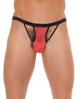 Mens Black GString With Red Pouch