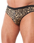 Mens Animal Print Briefs With Zipper