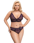 Cottelli Curves Delicate Lace Bralette And Briefs