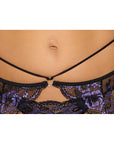 Cottelli Lilac and Black Lace Suspender Set