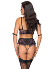 Cottelli Quarter Cup Bra, Suspender Briefs And 2 Handcuffs