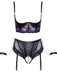 Cottelli Quarter Cup Bra, Suspender Briefs And 2 Handcuffs