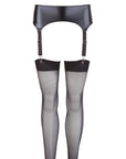 NOXQSE Wet Look Suspender Belt And Stockings