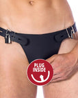 Double Leather Brief With Penis Hold And Dildo