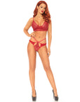 Leg Avenue Sweetheart Lace Bralette Set Red