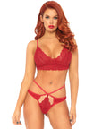 Leg Avenue Sweetheart Lace Bralette Set Red