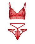 Leg Avenue Sweetheart Lace Bralette Set Red