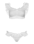 Leg Avenue Lace Ruffle Crop Top and Panty UK 8 to 14