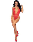 Leg Avenue Floral Lace Teddy and Robe Red