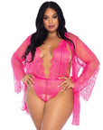 Leg Avenue Floral Lace Teddy and Robe Set