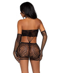 Leg Avenue Lace Tube Dress and Gloves Black UK 6 to 12