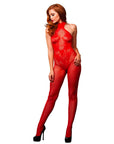 Leg Avenue Seamless Halter Body Stocking Red UK 8 to 14