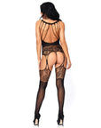 Leg Avenue Strappy Rose Lace Bodystocking UK 8  14