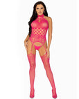 Leg Avenue High Neck Halter Net And Lace Suspender UK 6 to 12