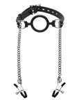 Mutiny Silicone O Ring Gag Plus Nipple Clamps