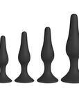 Set of Four Silicone Butt Plugs Black