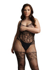 Le Desir Black Lace and Fishnet Bodystocking UK 14 to 20