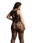 Le Desir Black Criss Cross Neck Bodystocking UK 14 to 20