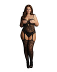 Le Desir Suspender Rhinestone Bodystocking Black UK