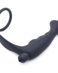 Black Silicone Anal Plug Vibrator with Cock Ring