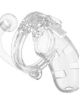 Man Cage 10  Male 3.5 Inch Clear Chastity Cage With Anal Plug