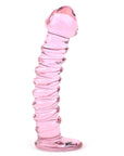 Textured Pink Glass Dildo