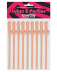 Lovetoy Pack Of 9 Willy Straws Flesh Pink