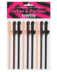 Lovetoy Pack Of 9 Willy Straws Black Brown And Pink