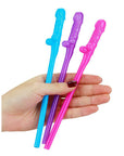 Lovetoy Pack Of 9 Willy Straws Blue Pink And Purple