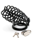 Black Metal Male Chastity Device With Padlock