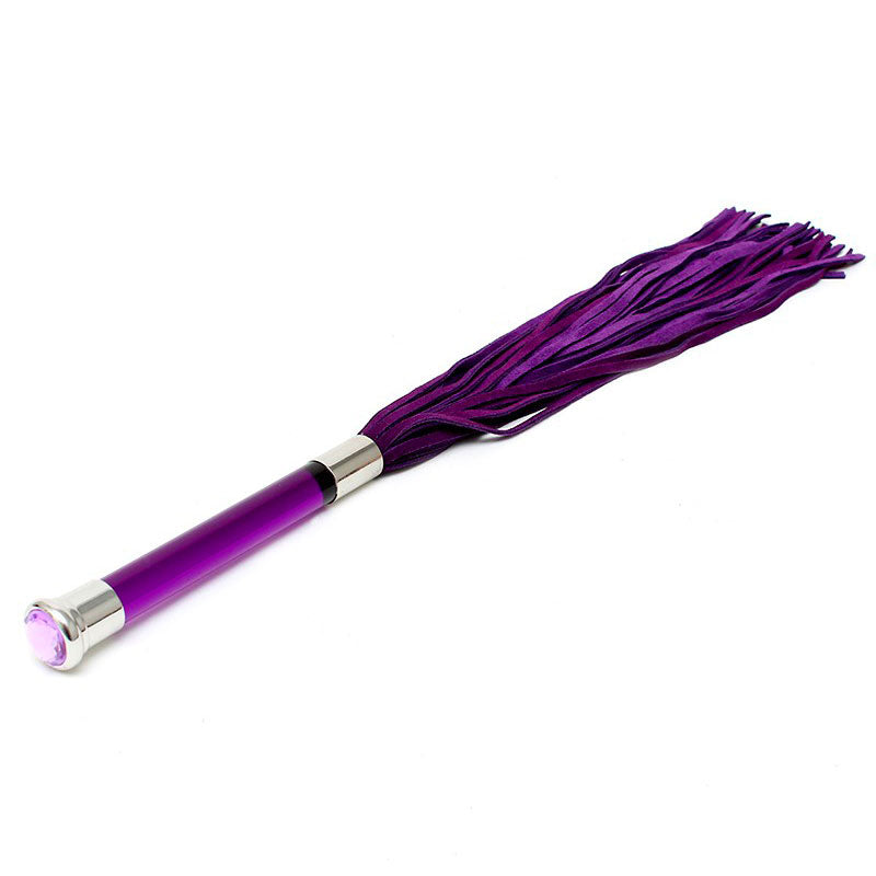 Purple Suede Flogger With Glass Handle And Crystal 