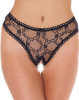 Sheer Pattern Crotchless Black GString