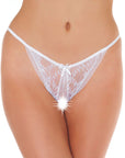 Lace White Crotchless Tanga