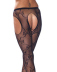 Crotchless Black Fishnet Lace Detail Tights