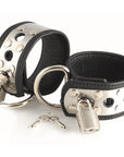 Leather Wrist Cuffs With Metal And Padlocks